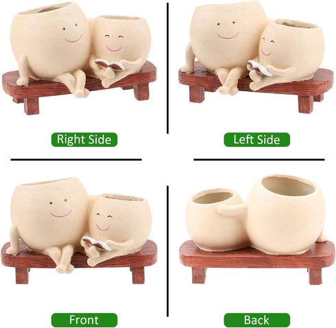 Smiley Face Planter Pots for Plants, Cute Head Planter, Indoor Outdoor Unique Chair Succulent Flower Pots, Modern Lady Head Vase Girl Face Planter...