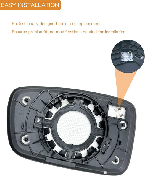 Mirror Glass Compatible with 2013-2018 Nissan Altima Sedan with Backing Plate Passenger Right Side...