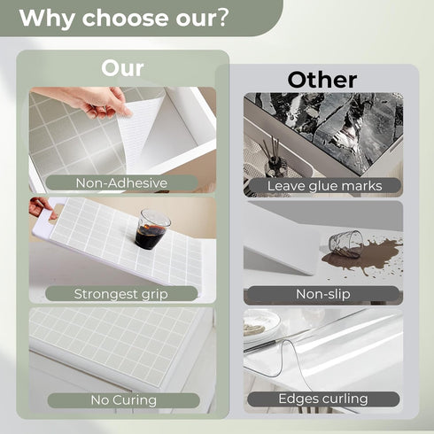 Coavas Shelf Liner Drawer Liner: Kitchen Cabinet Liner Non-Adhesive Non Slip Easy Liner Shelf Liner Waterproof Washable Mats for Dresser, Shelves,...