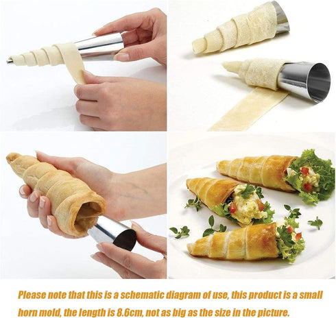 30pcs Non-Stick Cream Horn Cones Tubes Stainless Steel Conical Croissant Pastry Baking Moulds Set, Cannoli Form Roll Mold Corner Shaper for Christ...
