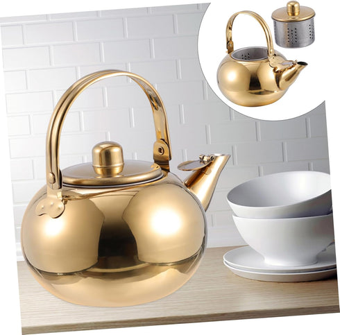 1pc Stainless Steel Pot Cast Iron Pot Stainless Steel Stove Top Kettle Cast Iron Teapot Kettle with Strainer Large Capacity Kettle Kung Fu Tea Ket...