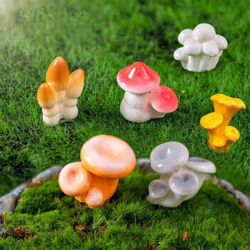 Miniature Resin Mushroom,Micro Landscape House DIY Garden Cute Mushrooms,Mushroom Sculpture for Fairy Garden Fish Tank Outdoor Landscape Decoratio...