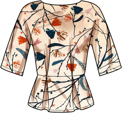 New Look Easy Misses' Peplum Top with Sleeve Variations Sewing Pattern Kit, Design Code N6753, Sizes 6-8-10-12-14-16, Multicolor...
