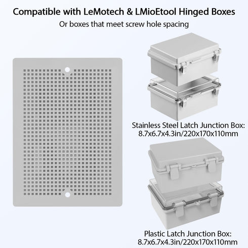 LeMotech 2pc Junction Box Mounting Plate ABS Plastic Internal Panel w/Screws for Installation on Electrical Box with Latches 7.56"x5.55"...