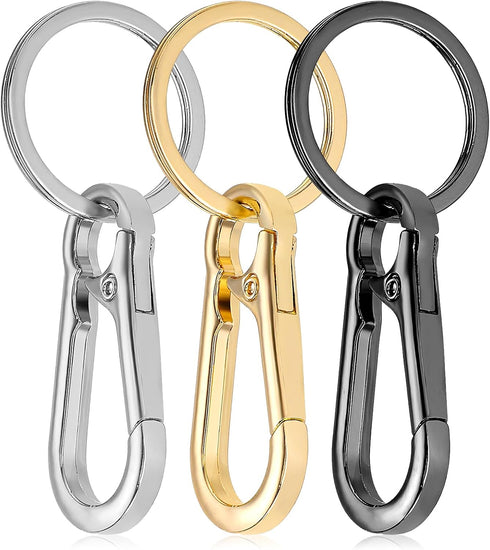 Mozeat Lens 3 Pcs Metal Keyring Keychain Clip Keychains Key Ring Chain Hook Clips Holder Organizer for Car and Keys Finder for Men Women Black Sil...