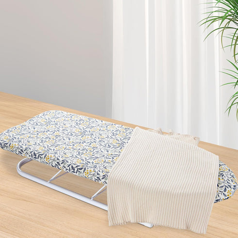 Table Top Ironing Board Cover 12 x 32 inch, 3 Layers Small Iron Board Cover, Heat Reflective Thick Padding with Elasticized Edges (Flora)...