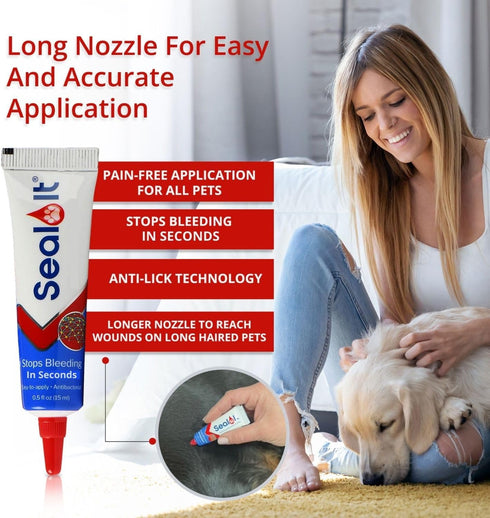 Seal It® Wound Gel for Pets | US-Made Dog Wound Care Gel to Stop Bleeding in Seconds & Seals Open Minor Wounds, Cuts & Scrapes from Canine Paw Wou...