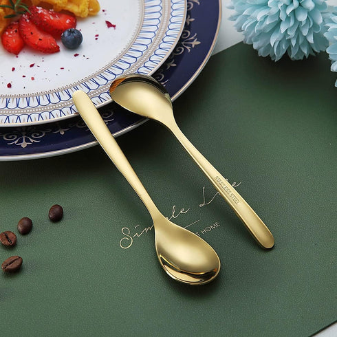 Gold Demitasse Espresso Spoons, 5.5'' Mini Coffee Spoons, Stainless Steel Small Spoons,Tea Spoons for Dessert, Set of 6, Dishwasher Safe...