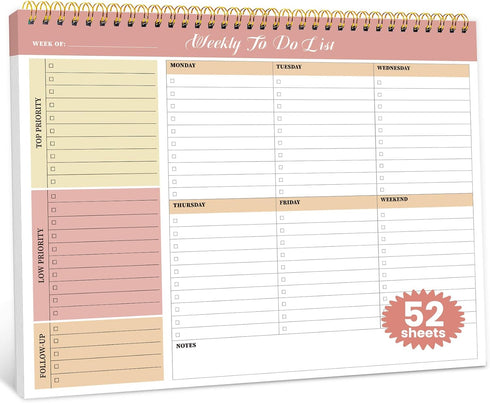 Weekly To Do List Notepad with 52 Undated Sheets?8.5"×11"?- Undated Weekly Planner Notepad for Office Desk Accessories and Supplies - Sunshine Pet...