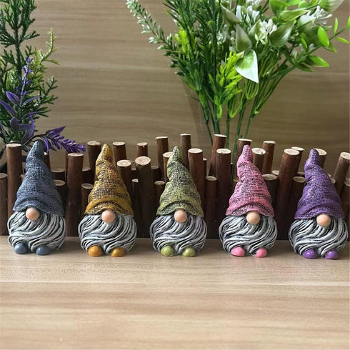 Gnomes Ornament Resin Statues Mini Dwarf Figurine for Desk Outdoor Garden Patio Porch Lawn Home Decor Sculpture (Orange)...
