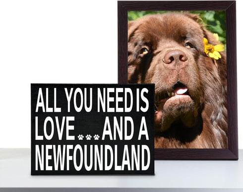 JennyGems Newfoundland Gifts, All You Need Is Love and a Newfoundland Wooden Sign, Newfoundland Dog Mom, Shelf Decor and Wall Hanging, Made in USA...