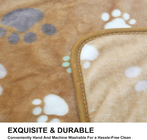 1 Pack 3 Puppy Blankets Super Soft Warm Sleep Mat Cute PAW Print Blanket Fleece Pet Blanket Flannel Throw Dog Blankets for Small Dogs Puppy Cats,G...