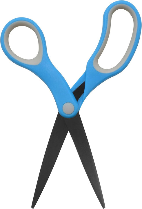 Westcott 55850 8-Inch Non-Stick Titanium Scissors For Office and Home, Blue/Gray, 2 Pack...