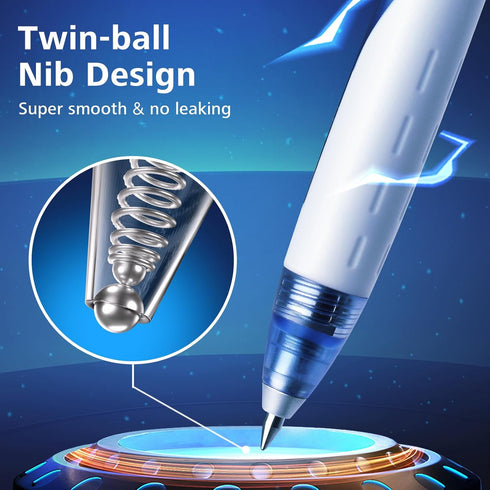 WRITECH Retractable Gel Ink Pens: Low Center of Gravity 0.7mm Medium Point Pen Multicolor with Refills No Smear Silent Click Black Blue Red 3ct Up...