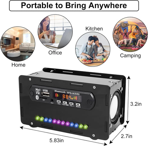 DIY Bluetooth-Compatible Speaker Kit, DIY FM Radio Soldering Project USB Mini Home Sound Amplifier DIY Electronics Kit with Digital Display and Co...