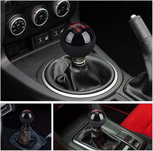 5 Speed Car Racing Gear Shift Shifter knob, Resin Polished Round Ball Shift Knob with 3 Adapters Compatible with Manual Car(Black 5)...
