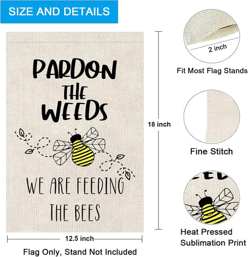 Save The Bees Garden Flag Pardon The Weeds We Are Feeding The Bees Yard Garden Decor (Feeding The Bees)...