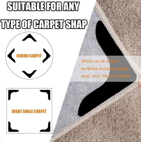 Rug Grippers with Super Stickiness- Anti Curling Carpet Tape Non-Slip Area Keeps Your Rug in Place and Makes Corners Flat for Corners and Edges Re...