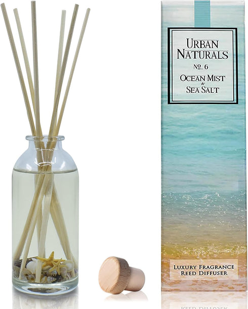 Urban Naturals Ocean Mist & Sea Salt Reed Diffuser Set | Made with Essential Oils & Real Botanicals | Decorative Air Freshener for Large Rooms | B...