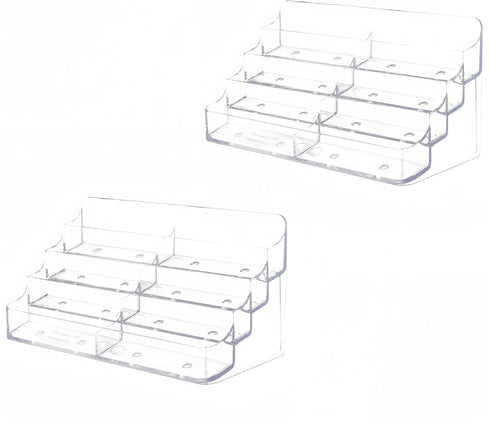 Clear Plastic Business Card Holder for Desk, Acrylic Business Card Organizer Desktop, 8 pocket Business Cards Display with 4 Tier for Office...