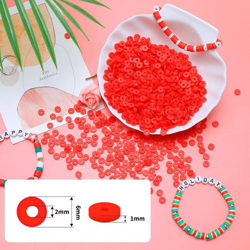 Praisebank Clay Beads, 2000pcs Red Clay Beads,Bracelet Making, Polymer Clay Beads, Beads, Clay Beads for Bracelets Making, Beads for Jewelry Makin...