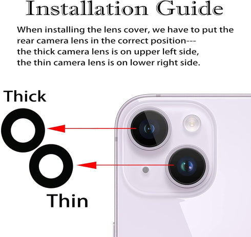 Dogxiong 2pcs/Set Rear Back Camera Glass Lens Replacement for iPhone 14 for iPhone 14 Plus Glass Camera Lens Covers Replacement with Adhesive Prei...