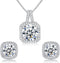 Cubic Zirconia Earrings and Necklace Set for Women 14K White Gold Plated Square Jewelry Set for Women Silver Pendant Necklace Hypoallergenic Stud ...