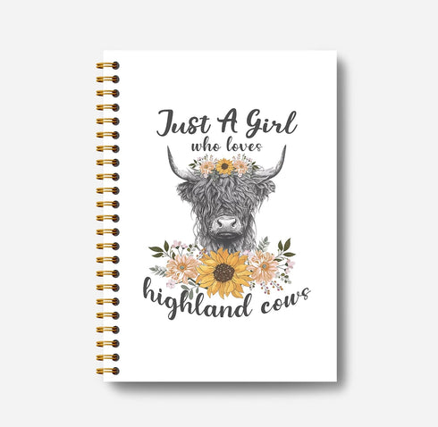 Highland Cow Notebook - Western Notebook, Cow Notebook, Highland Cow Office Supplies, Highland Cow Gifts, Cow Stuff, Just a Girl Who Loves Highlan...