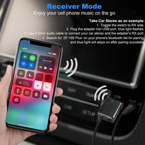 ISOBEL USB Bluetooth Audio Transmitter Receiver, 3 in 1 HiFi Wireless Audio Adapter, Bluetooth 5.0 EDR Adapter with 3.5mm AUX for Car TV Headphone...