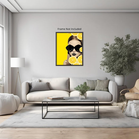 Posterizer 1 pcs-bright wall art with retro woman , fruits collage-Abstract & Modern Art-Vintage Art-Gift for Art Lovers-Art for Cafe, Restaurant,...