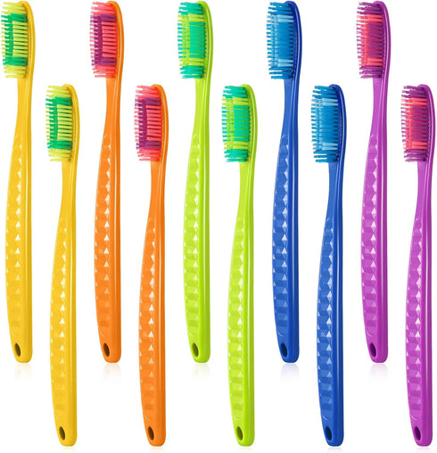 Baderke 10 Pack Extra Hard and Firm Bristle Toothbrush Large Head Toothbrush Hard Bristle Toothbrush Individual Wrapped Manual Toothbrush for Adul...