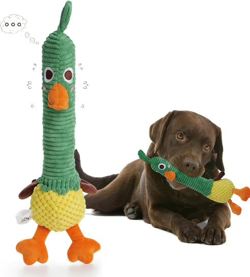 Nocciola 2 in 1 Duck Dog Toy with a Large Rubber Squeaker - Durable Stuffed Squeaky Chew Toys for Aggressive Chewers...