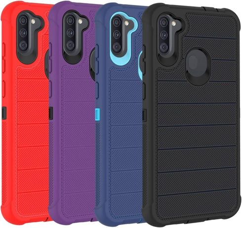 for Samsung Galaxy A11 Phone Case Cobalt Blue/Blue | HD Screen Protector, Heavy Duty, 3 Layer, Hybrid, Shock Proof, Protective, Rugged Bumper, PC ...