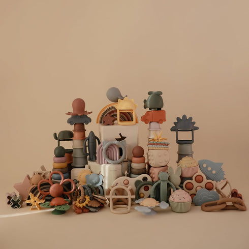 mushie Silicone Nature Teething Ring Toy...