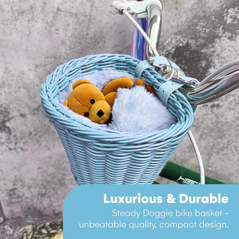 Steady Doggie Bike Basket - Front Bike Baskets - Bicycle Basket - Easy Installation - Hand-Woven Polypropylene - Durable and Anti-Fade - UV Protec...