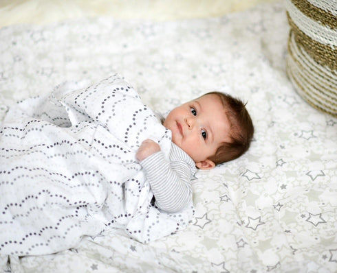 SwaddleDesigns Softest Cotton Muslin Fitted Crib Sheet/Toddler Sheet for Baby Boy & Girl, Blue & Sterling Starshine...