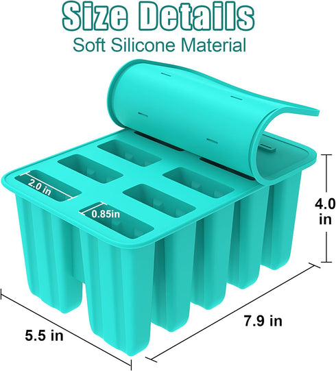 Ozera Popsicles Molds, 10-Cavity Popsicle Maker Molds Silicone Popsicle Molds, Homemade Popcical Molds Ice Pop Molds with 50 Popsicle Sticks, 50 P...