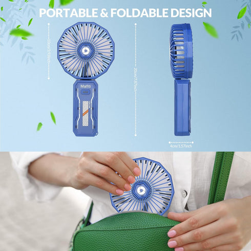 mafiti Handheld Fan,Rechargeable Portable Fan with 3 Speeds,4000mAh Battery Operated Mini Hand Fan Folding for Desktop Home Office Bedroom Outdoor...