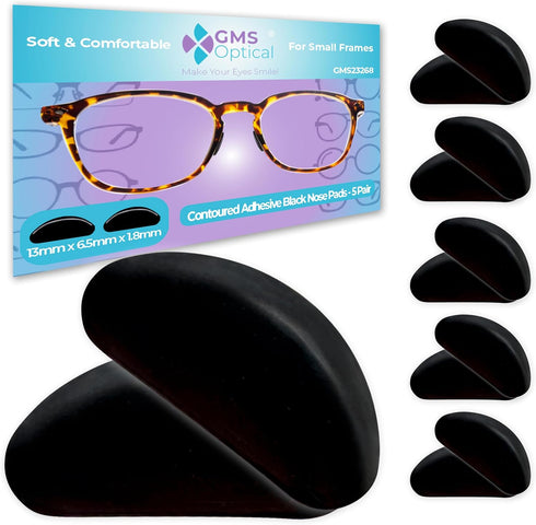 GMS Optical 1.8mm Reg-Thin/13mm Short Length - Small Adhesive Contoured Silicone Eyeglass Nose Pads - Anti Slip Pressure Relief - Perfect for Kid ...