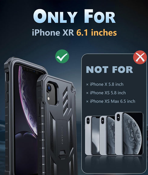 FNTCASE for iPhone XR Phone Case: Military Grade Full Protection Shockproof Hard Phonecase with Kickstand - Rugged Protective Cases Matte Textured...