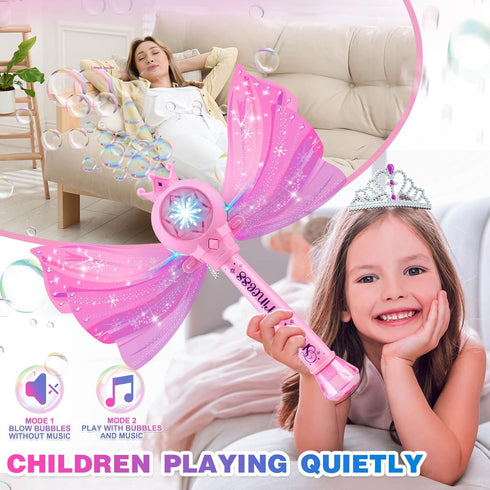 Bubble Wands for Kids Toys for 3 4 5 6 Years Old Girls: Light Up Bubble Wand Outdoor Toys for Girls Ages 4-8 Bubble Party Favors for Kids 4 Year O...