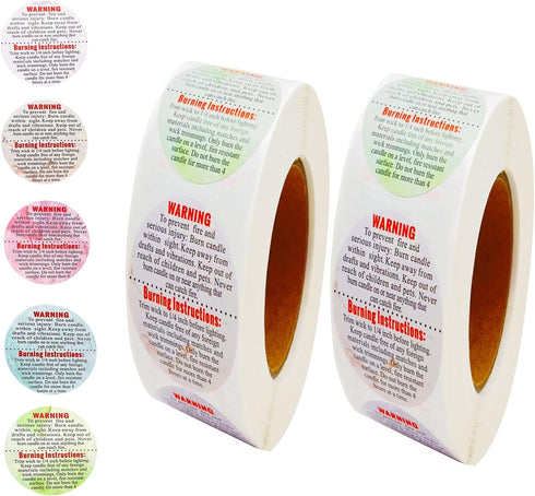 1000 Pcs Candle Warning Labels,1.5 Inch Candle Safety Stickers for Candle Making DIY Candle Jars, Multicolor...