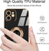 for iPhone 12 Phone Case with 360° Rotatable Finger Ring Holder Kickstand Magnetic Shiny Gold Plated Edge for Women Men Shockproof Soft TPU Protec...