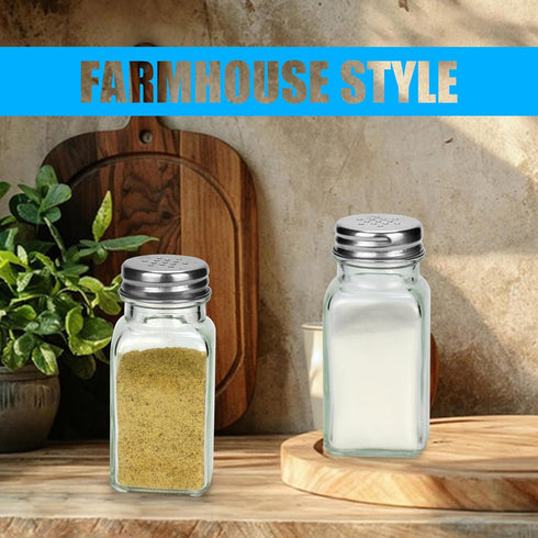 Salt and Pepper Shakers Set of 2, Glass Spice Shaker with Blank Stickers, Saleros para Cocina Elegantes...