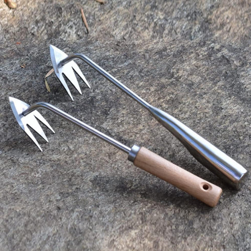 Garden Weeder Hand Tool,Ergonomic Weeding Tools,Stainless Steel Base Easy Weed Removal and Deeper Digging for Planting and Weeding V (Stainless St...