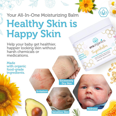 Era Organics Healing Ointment for Babies - USDA Certified Organic Natural Moisturizer Gentle on Sensitive Skin Prone To Baby Eczema, Cradle Cap (I...