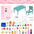 Dollhouse Mini Toy Fridge Green Table Dining with Mini Food Play Refrigerator for Kids Kitchen Furniture Fruits Vegetable Drink Milk Desserts for ...