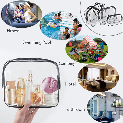 APREUTY Clear Makeup Bags, TSA Approved 6 Pcs Cosmetic Makeup Bags Set Clear PVC with Zipper Handle Portable Travel Luggage Pouch Airport Airline ...