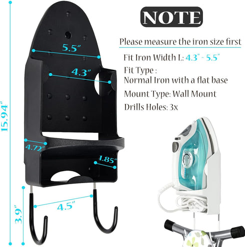 Wall Mounted Ironing Board Rack Electric Iron Holder Household Bathroom Shelf...
