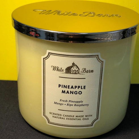 Bath & Body Works, White Barn 3-Wick Candle w/Essential Oils - 14.5 oz - New Core Scents! (Pineapple Mango)...